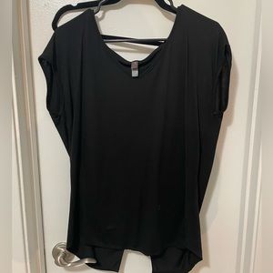 Open back black top